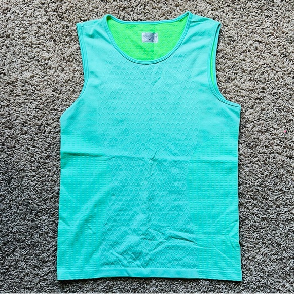 Athleta Tops - Athleta Turquoise Tank Top Fitted Athletic Workout Shirt Textured XL